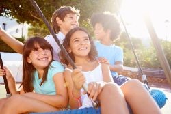 Kids on a swing