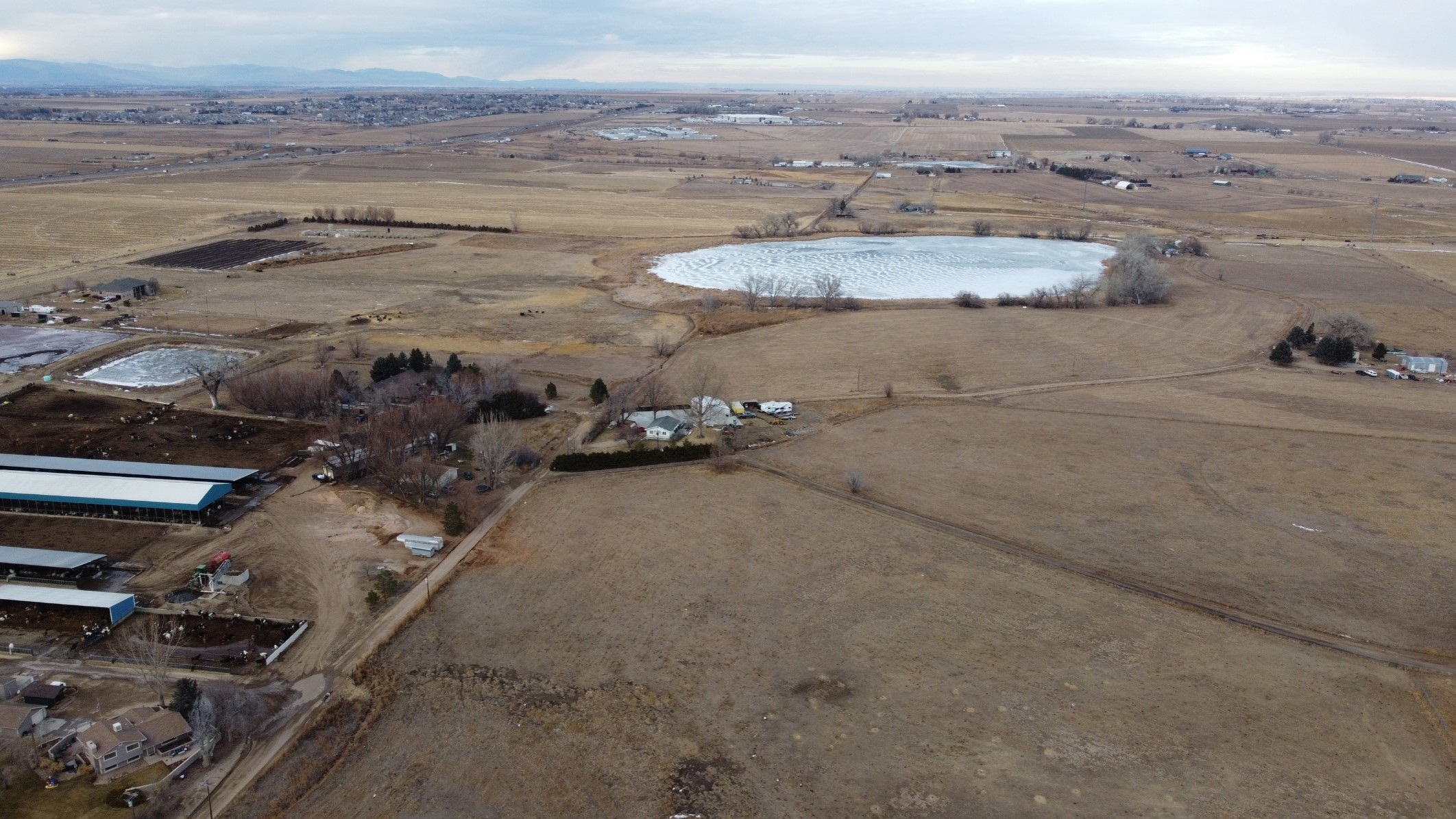 A drone photo of the segment area looking northwest from WCR 32.